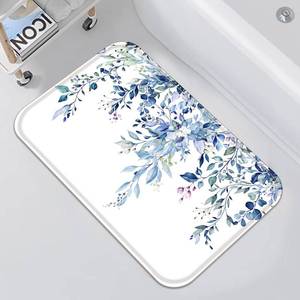 lot 12147 image: Zussun Blue Eucalyptus Small Bathroom Rugs Mat Watercolor Plant Leaves with Floral Bath Rug 24 x 16 in Water Absorbent Non Slip Washable Shower Mat Memory Foam Bath Mats for Bathroom Decor