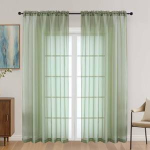 lot 12161 image: OVZME Sage Green Sheer Curtains 72 Inches Long 2 Panels Set, Light Filtering Sheer Curtains for Living Room Bedroom 59 Inch Extra Wide, Modern Voile Filmy Rod Pocket Window Drapes, 59Wx72L Inches