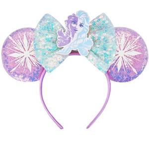 lot 12166 image: RAZKO Pink Mouse Ears Headband, Silver Birthday Hairband Purple Iridescent Princess Costume Party Decoration Hair Accessories for Women Girls