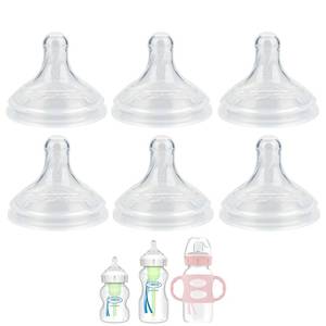 lot 12172 image: Silicone Nipple for Dr. Browns Natural Flow Level 2 Wide-Neck Baby Bottle, 3m, Medium Flow, 6 Pack (Missing Three)