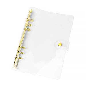 lot 12180 image: NatSumeBasics Clear A5 Binder Cover Gold 6-Ring 6.7x9.2 Folders Refillable Soft Notebook Shell Protector 6x8 Inner Accessories Supplies (Gold A5 Binder)