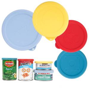 lot 12412 image: 4 Packs Silicone Can Lids for Canned Goods, 3.03.23.54.0-inches Fit for 5oz, 5.5oz, 12oz, 12.5oz, 15.6oz 16oz etc.  Food Sealing Lids  Can Covers Toppers  Different Sizes