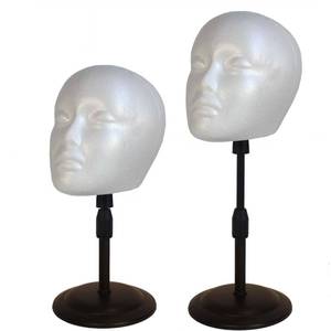 lot 12416 image: FASHION DO 2 PACKS Adjustable wig or hat styrofoam mannequin head holder stand (13��to 17��) (No Stand)