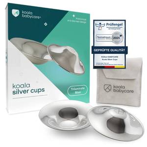 lot 12441 image: Koala Babycare The Original Silver Nursing Cups - Nipple Shields for Breastfeeding Newborn - Breastfeeding Essentials - Protect and Soothe - Tri-Laminate Silver - Maxi Size