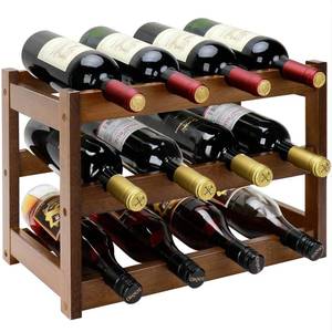 lot 13780 image: Thalomely Bamboo Wine Rack, 3-Tier 12 Bottles Wine Storage Cabinet Shelf, Easy-Assembly Freestanding Bamboo Wine Racks Countertop for Kitchen Pantry Dining Room Bar, Walnut