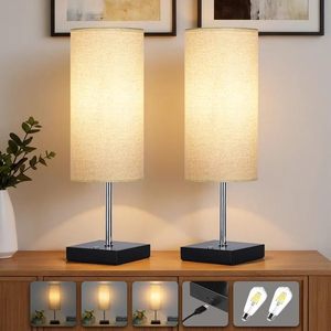 lot 13788 image: 18Inch Cordless Lamp Table Lamps set of 2, 5000mAh Rechargeable Beside Table for Living Room, 2700K Battery Operated Small Bedroom Desk Lamp for Night Stand Linen Fabric Shade for Home��Bulb Included��