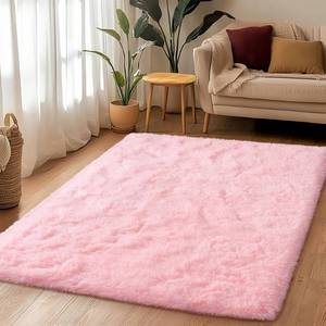 lot 13792 image: Awaytail 3x5 Fluffy Pink Area Rug - Soft Cute Shag Fuzzy Rug for Bedroom - Anti-Skid Living Room Girls Rug Pink Home Decor