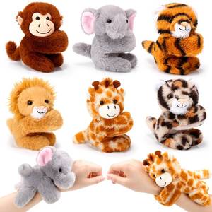 lot 14225 image: Gemscream 6 Pcs Stuffed Animal Slap Bracelets for Kids, 8 Inch Small Classroom Prizes Toy, Animal Wrist Cute Snap Bracelets Birthday Gifts for Boys and Girls Pet Adoption Party Favors(Wild Animals)