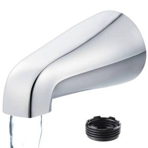 lot 14233 image: Dreyoo Universal Bath Tub Spout with Adapter, 5 Bathroom Bathtub Faucet Spout Without Diverter, Fits for 12, 34 IPS Inside Thread Connection and TubShower Faucet Brands(Chrome)