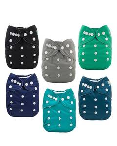 lot 14237 image: ALVABABY Baby Cloth Diaper 6 Pack with 12 Inserts One Size Cloth Diaper Covers Adjustable Washable Reusable for Baby Girls and Boys