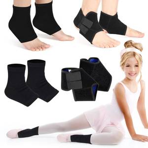 lot 14242 image: Tarpop 2 Pairs Kids Ankle Brace Set Foot Support Stabilizer Wraps Protector Guard Knitted Ankle Sleeve Sock Support Compression Socks for Injury Prevention(Black,Large)