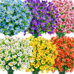 lot 14246 image: Der Rose 24 Bundles Artificial Pansy Flowers for Outdoors, UV Resistant 6 Assorted Colors Fake Pansies Faux Flowers Buk for Outdoor Planters Window Boxes Flower Beds Garden Decor