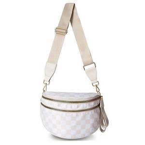 lot 14252 image: Pure Colour Crossbody Bum Bags for Women Spacious Checkered Cross body Bag Nylon Trendy Fanny Pack for Travel