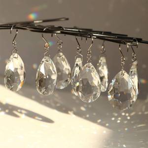 lot 14262 image: HYBEADS 10pcs 38mm Crystal Suncatcher, Hanging Clear Teardrops Crystals Chandelier Parts Prisms Pendants with Hook for Windows Lamp Christmas Tree Decorations Home Decor