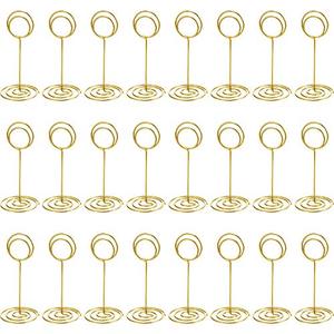 lot 14291 image: TecUnite 24 Pieces 3.35 Inch Table Number Holder Place Card Photo Holder Picture Name Menu Clips Memo Cards Stand for Wedding Reception Anniversary Birthday Party Centerpieces (Gold)