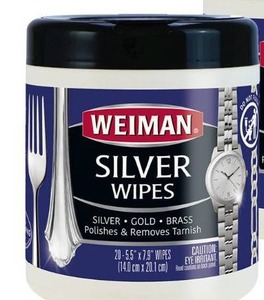 lot 14292 image: Weiman Jewelry Polish Cleaner, Tarnish Remover Wipes - 40 Count - Use on Silver Jewelry Antique Silver Gold Brass Copper and Aluminum