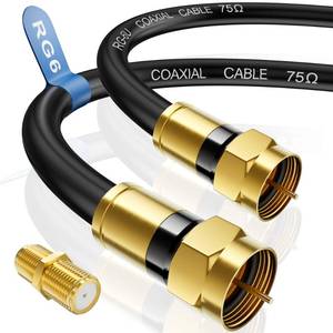 lot 14303 image: Nixsto RG6 Coaxial Cable, 3FT 6FT 10FT 15FT 25FT 50FT 100FT Coax Cable Cord with Gold F-Type Connector, High Speed Internet, Digital TV Aerial for HDTV, Satellite, Antenna, Modem with Extender- 3ft