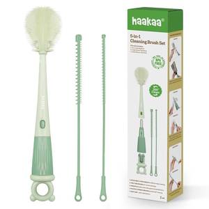lot 14326 image: Haakaa 5-in-1 Cleaning Brush Set �� Baby Bottle Brush & Bottle Brush Cleaner, Multi-Purpose 360° Comprehensive Cleaning for Breast Pumps, Breast Milk Collector, Baby Bottles, Nipples ,Straw �� Portable
