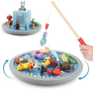 lot 14339 image: RZYLKA 360° Round Turntable for Tonies Figures Storage, (Table Only) Fun Fishing Game with Magnetic Hook to ��Catch�� for Tonies Characters, Ocean Theme Wooden Organizer Storage Shelf Display for Toniebox 12