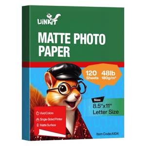 lot 14340 image: Uinkit 120 Sheets Presentation Paper Matte 8.5x11 Inkjet 48lb 180gsm Single Side Printable Photo for All Dye Ink Inkjet Printers