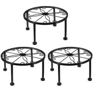 lot 14351 image: PercyEffie 3pcs metal plant stand outdoor metal plant stand for patio plants stands indoor Rustproof wrought iron indoor heavy duty Round plants riser flower pot stands Display Shelf for Indoor Outdoo