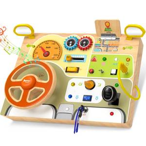 lot 14359 image: JGOBUB Montessori Toddler Toys - Baby Wooden Busy Board - Sensory Toys with Light Switch - Travel Toys for Educational Toddler Activities for Toddlers 3 4 5 6 Year Old