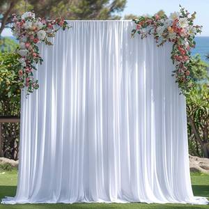 lot 14360 image: 10x10ft Wrinkle Free White Backdrop Curtain for Parties Soft Fabric Drapes Wedding White Curtain Backdrop for Birthday Party Decorations Background for Photography 5x10ft, 2 Panels