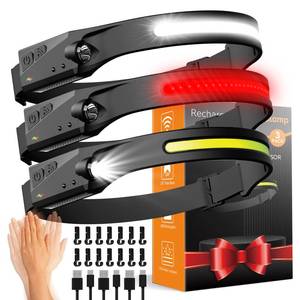 lot 14367 image: CANKROO Headlamp Rechargeable 3 Pack, 230° Wide Beam Running Head Lamp Hands Free for Adults, Head Lights for Forehead, Head Flashlight with Hard Hat Clips for Runners, Hunting, Hiking, Camping
