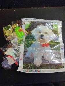 lot 14385 image: Dog Diamond Bead Map with Colored Beads and Tool