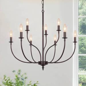 lot 15791 image: Rviezza 9-Light Farmhouse Chandelier for Dining Room, 2-Tier Oil Rubbed Bronze Chandelier, Rustic Industrial Modern Chandelier for Living Room, Bedroom, Entryway, Kitchen
