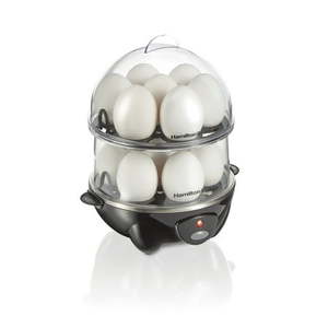lot 15797 image: Hamilton Beach 3-in-1 Egg Cooker for Hard Boiled Eggs  Poached and Omelets  14 Egg Capacity  Black