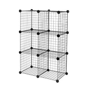 lot 15798 image: Amazon Basics 6-Cube Wire Grid Stackable Storage Organizer, Metal Shelving Unit, No-Tool Assembly, 26W x 38H x 12.6D, Black