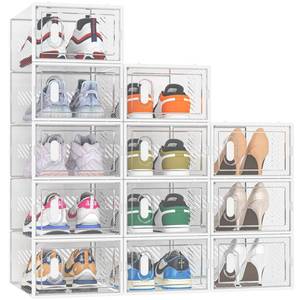lot 15803 image: SIMPDIY Shoe Storage, 12 Pack Shoe Organizer for Closet, Shoe Boxes Clear Plastic Stackable Shoe Containers with Lids for Size 10