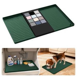 lot 16222 image: URMONA Waterproof Silicone Under Sink Mat 22 x 14 Shelf Liner for Kitchen and Bathroom, Cabinet and Counter Protector, Storage and Organizers, Litter Mat, Pet Cat Puppy Essentials(Green)