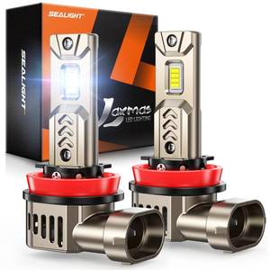 lot 16231 image: SEALIGHT H11 Light Bulb��1000% Super Brighter than Halogen, 6500K White Built-in Driver, H9H8H11 LED Bulbs 360° Adjustable Plug-N-Play, 70000Hrs Lifespan IP68 Waterproof, Pack of 2