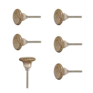 lot 16234 image: Ellementry Set of 6 Handcrafted Ceramic Cabinet Knobs �� Breeze Brown Decorative Drawer Knobs for Dresser, Cupboard & Furniture �� Artisan Furniture Hardware for Kitchen and Wardrobe