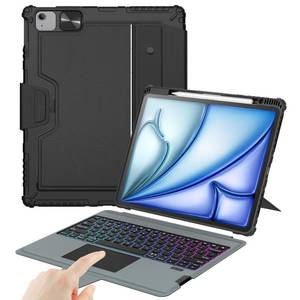 lot 16242 image: Nillkin Keyboard Case for iPad Air 13-inch (M4 2026M3 2025M2 2024), iPad Pro 12.9-inch (3rd-6th Gen) Rugged Case with Detachable Keyboard, Magic Trackpad, 7-Color Backlit, PortraitLandscape, Black