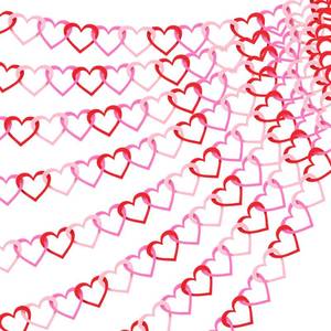 lot 19657 image: Suncalla 4 Pcs Felt Heart Garland 8.2 ft 200 Heart Valentines Day Garland Pre Strung No DIY Red and Pink Banner Valentines Decoration for Party Mantel Bedroom Engagement Anniversary Party Supplies
