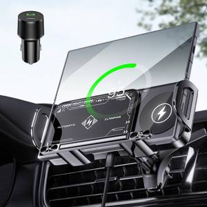 lot 19670 image: JDHDL Wireless Car Charger Mount, Auto-Clamping 15W Dual Coil One-Touch 90° Rotatable Car Phone Holder Wireless Charger for Samsung Galaxy Z Fold 76543, Z Flip, Galaxy S Series and iPhone