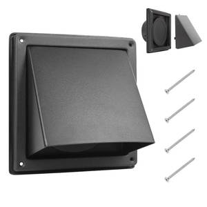 lot 19673 image: FRESH SPEED 6 Inch Black Dryer Vent Cover Outside Stainless Steel Wall Vent with Removable Cover and Bird Screen Mesh RAL9011