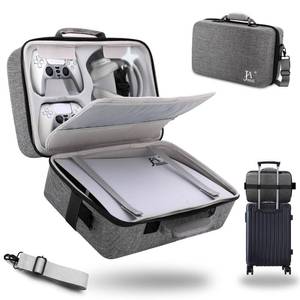 lot 19676 image: Hard Shell Carrying Case for PS5, PS5 Pro, Travel Protective Bag Suitable for Playstation 5 Digital Edition, Console, Controllers, Headset and Gaming Accessories, Grey