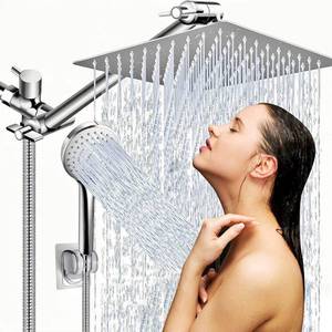 lot 19701 image: AlenArt 10 inch Rainfall Shower Head Combo Stainless Steel Rain Shower Head with 5 Modes Handheld Water Spray,High Pressure Showerhead with Arm for Bathroom Accessories