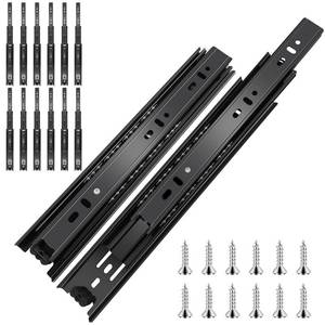 lot 19708 image: 16 inch Ball Bearing Drawer Slides 6 Pairs (12pcs) - 100LB Capacity, Full Extension Side Mount Slides for Kitchen Cabinets, Wardrobes, Office Furniture (Black 16inch)