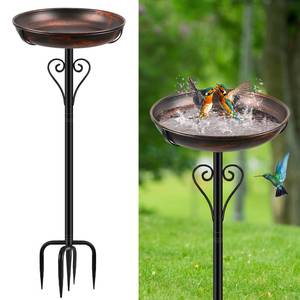 lot 19710 image: ODSNANIE Metal Bird Bath for Outside, Vintage Freestanding Birdbaths with Metal Stake, Upgraded 5 Pronged Base Birdfeeder Feeder Bowl for Outdoors Garden Patio Yard Lawn Decor (Vintage Bronze)