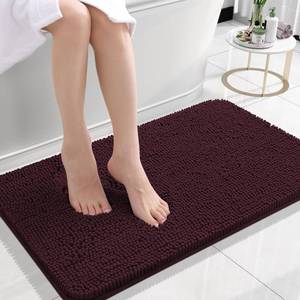 lot 20026 image: OLANLY Small Bathroom Rugs 24x16, Extra Soft Absorbent Chenille Bath Rugs, Rubber Backing Quick Dry, Machine Washable Bath Mats for Bathroom Floor, Tub and Shower, Home Decor Accessories, Black Cherry