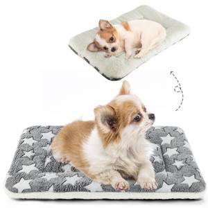 lot 20033 image: Mora Pets Dog Bed Crate Pad Ultra Soft Pet Bed with Cute Star Print Washable Crate Mat for Large Medium Small Dogs Reversible Fleece Dog Crate Kennel Mat Cat Bed Liner 22-Inch Grey