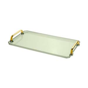 lot 20064 image: BERGFBV Acrylic Serving Tray with Handles, 16x9 Inch Ottoman Tray, Spill-Proof Coffee Table Tray for Couch, Bedroom & Countertop Decor (Green)