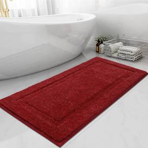 lot 20066 image: SHACOS Super Soft Fluffy Red Bathroom Rugs 20x47 inch Non Slip Washable Long Bath Rugs Bath Mats for Bathroom Floor Tub Shower Christmas Decor Accessories, 18 x 311