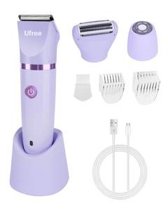 lot 20078 image: Ufree Bikini Trimmer Electric Razors for Women, Rechargeable Pubic Body Hair Trimmer Electric Shaver for Legs Body Hair, Bikini Shaver IPX7 Waterproof, Gifts for Women, Purple