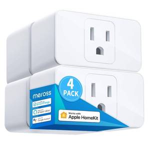 lot 20080 image: meross Smart Plug Mini, 15A & Reliable Wi-Fi, Support Apple HomeKit, Siri, Alexa, Echo, Google Assistant and Nest Hub, App Control, Timer, No Hub Needed, 2.4G WiFi Only, 4 Pack